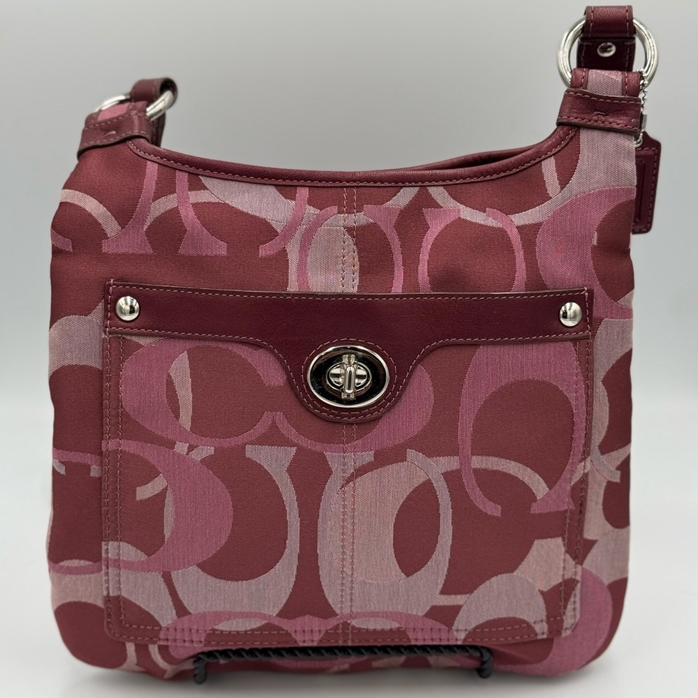 Coach Penelope Optic Signature Hippie Crossbody Bag in Burgundy